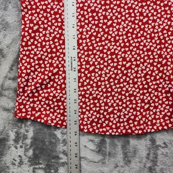 Charter Club Top Womens M Red Heart Print Pima Cotton Button-Shoulder Pullover - Picture 8 of 9